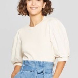 Who What Wear Multi-Media Puff Sleeve T Shirt